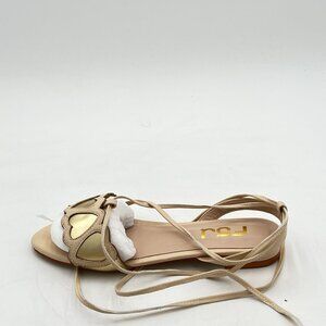 FSJ Gold Lace-up Flat Sandals Tie up Open Toe Cute Strappy Ankle Wrap Shoes
